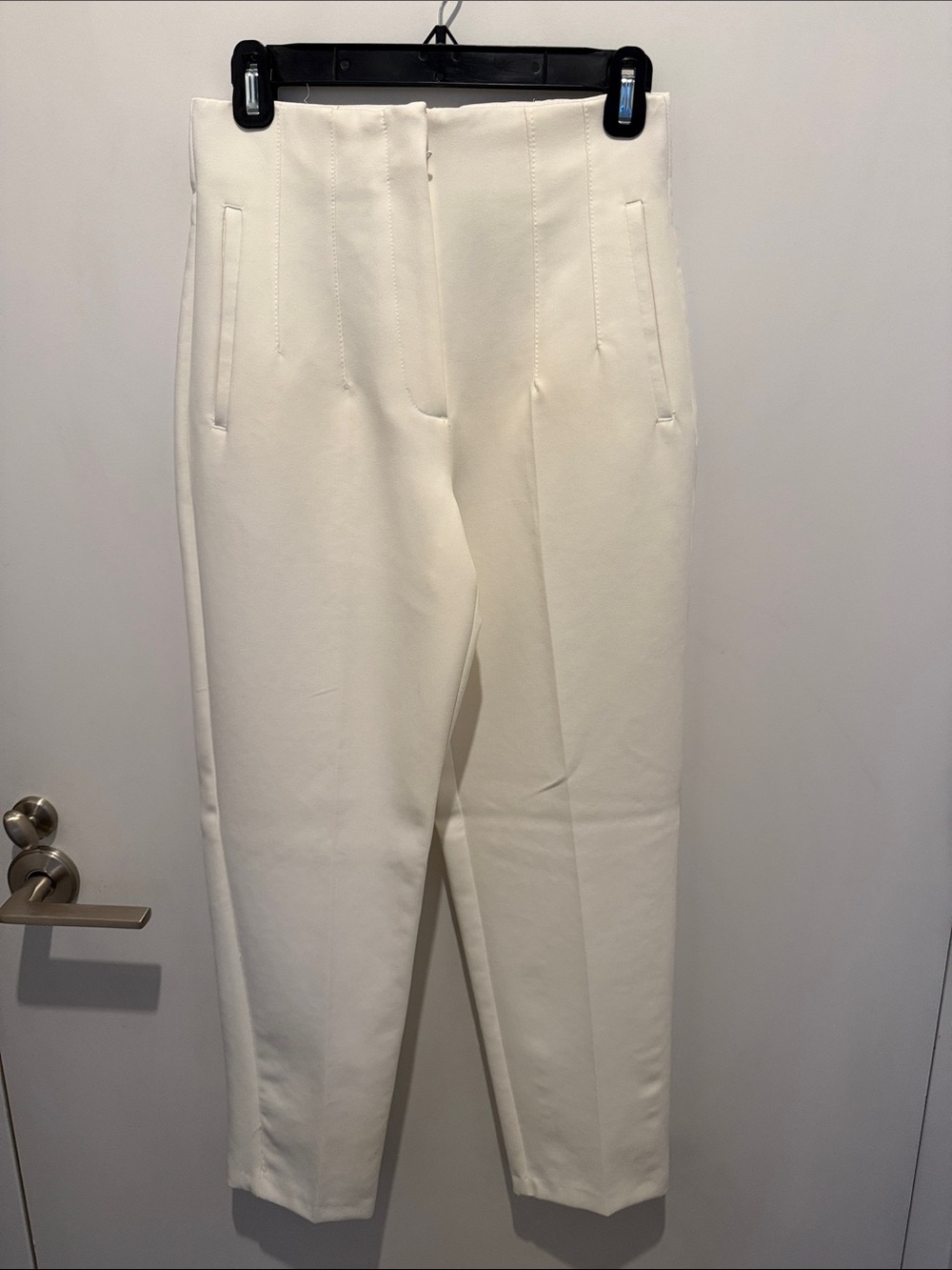 Zara Cream High-Waist Straight Leg Trousers